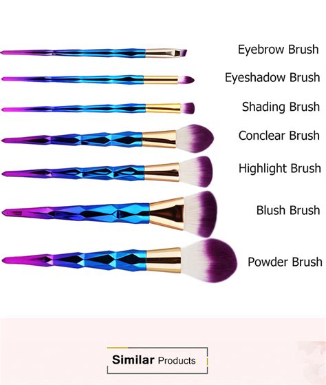 Wholesale 7pcs Soft Synthetic Hair Diamond Handle Professional Gradient Makeup Brush Set