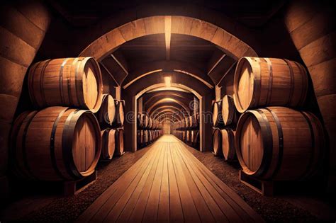 Old Wine Cellar With Oak Barrels Winery Basement Wine Cellar Abstract