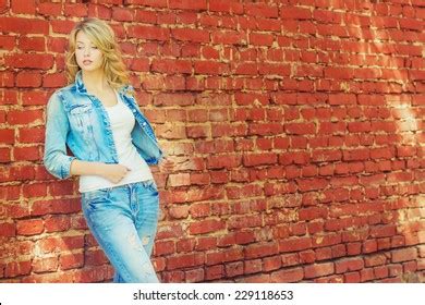 Beautiful Sexy Blonde Woman Standing Near Stock Photo 229118653 Shutterstock