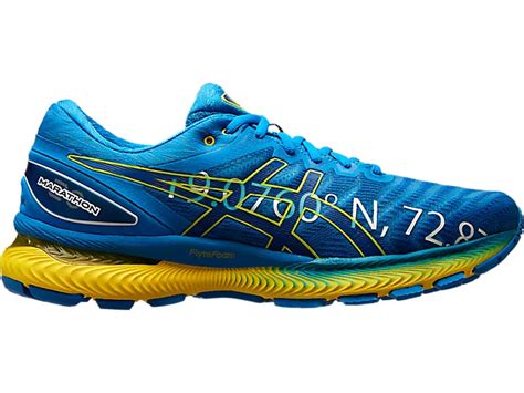 Mens Gel Nimbus 22 Electric Bluevibrant Yellow Running Asics