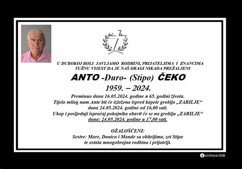 Anto Uro Stipo Eko Osmrtnice Ksb