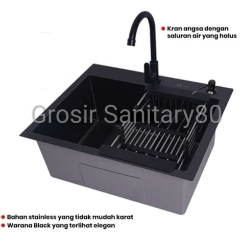 Promo Paket Lengkap Bak Cuci Piring 5243 Hitam Kitchen Sink Black