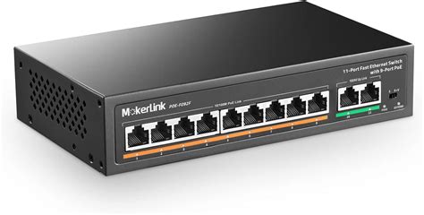 MokerLink 11 Port Poe Switch with 9 Port Poe+, 2 Fast Ethernet UpLink ...