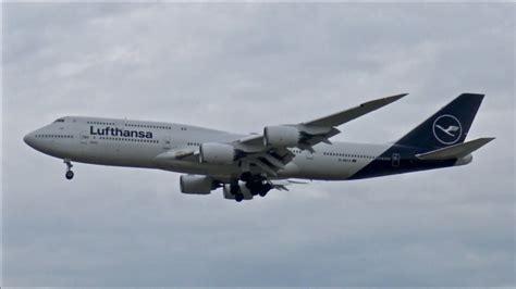 4K Lufthansa B747 8 NEW LIVERY Low Pass And Landing At Frankfurt