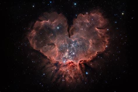 Heart-shaped Nebula with Star Cluster in the Background Stock ...