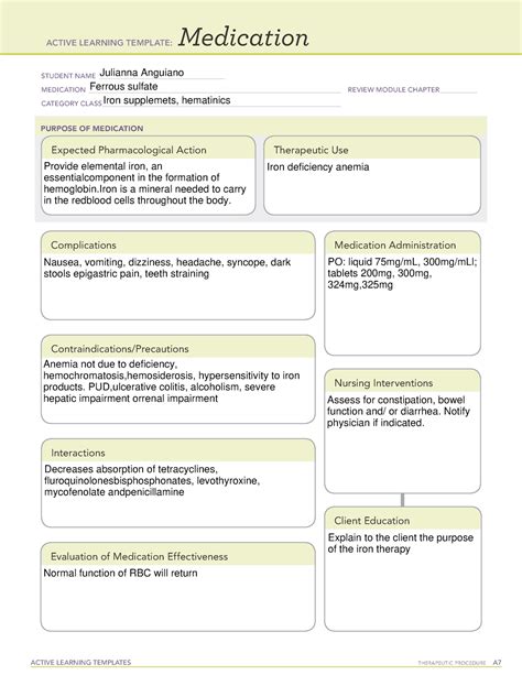 Iron Deficiency Anemia Ati Template