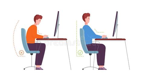 Correct Posture Computer Ergonomic Seat Office Workstation Character