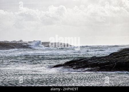 Stormy weather at Trearddur Bay Stock Photo - Alamy