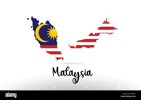 Malaysia country flag inside country border map design suitable for a ...