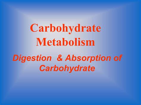 Carbohydrate Metabolism Ppt