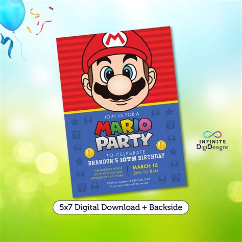 Super Mario Birthday Invitation, Mario Bros Birthday Invite ...