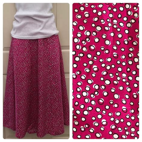 Nos 80s Long Fuschia Polka Dot Skirt Colorayons Long Rayon Etsy Uk