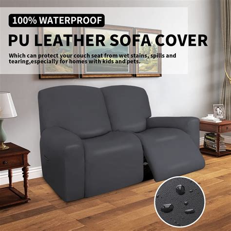 Waterproof Stretch PU Leather Recliner Loveseat Slipcovers (6 Pieces ...