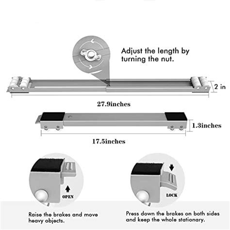 Furniture Dolly Mobile Roller With Locking Wheels Extendable Appliance