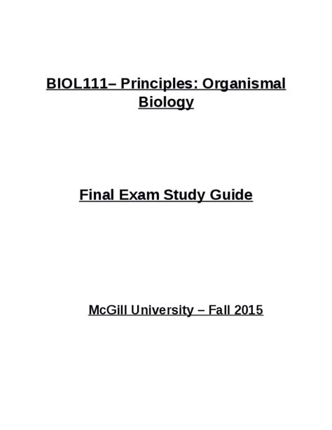 Biol Final Complete And Comprehensive Page Final Exam Study