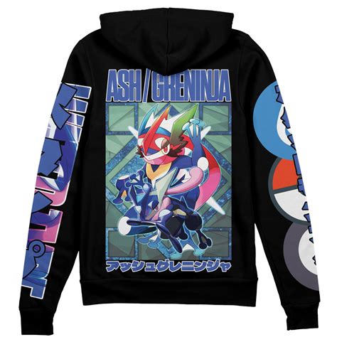 Ash Greninja Pokemon Streetwear Zip Hoodie Jacket Anime Ape