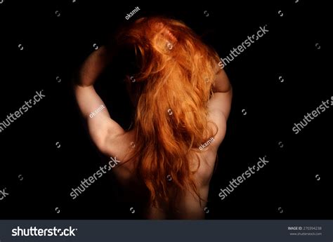 Ginger Nude Woman Standing Back Dark Stock Photo Shutterstock
