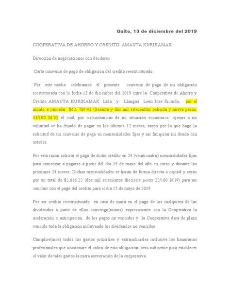 Modelo De Carta Convenio Pdf