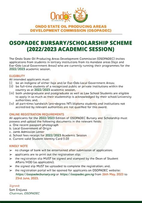 Ondo State Bursary And Scholarship Scheme For Indigenes 2022 2023 Session