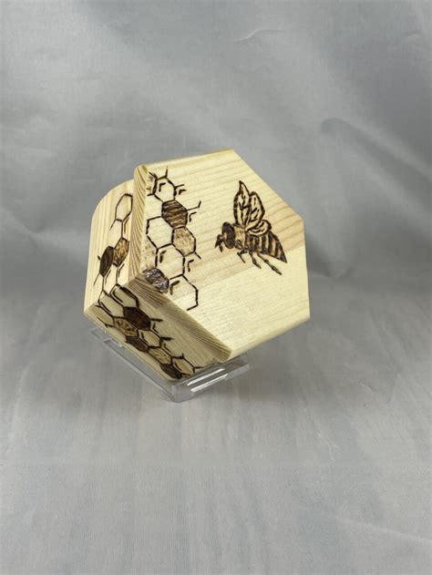 Honeybee Honeycomb Wood Burn Trinket Box Shop Iowa