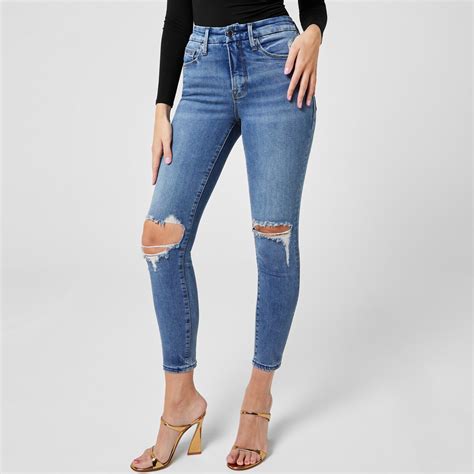 Good American Cropped Ripped Jeans Women Blue261 Flannels