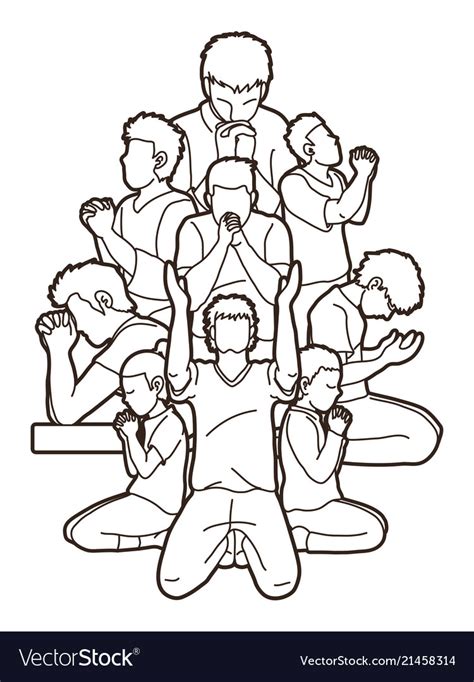 Group Of Prayer Christian Praying Together Vector Image