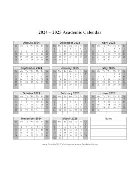 Printable 2024 2025 Academic Calendar