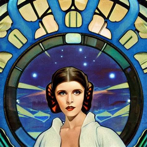 Princess Leia 1 9 3 0 S Goddess In Front Of Round Stable Diffusion