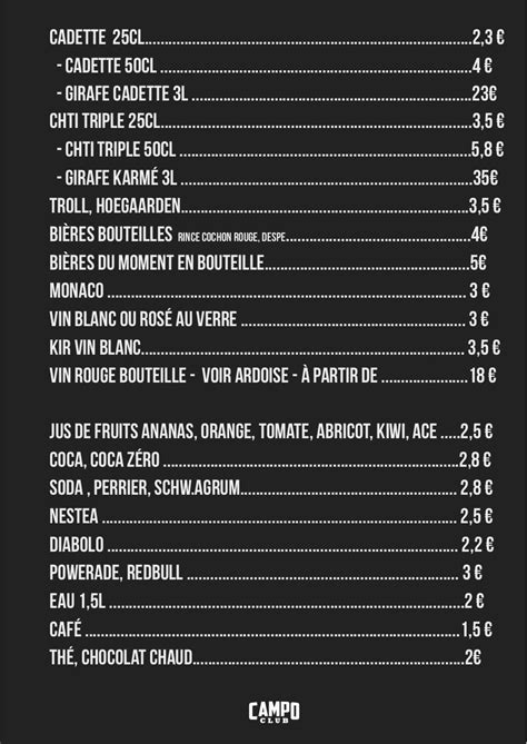 Carte Boisson Msc