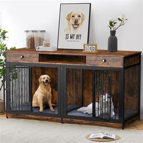 Amazon.com: Lyromix 71'' Dog Crate Furniture for 2 Large Medium Dogs