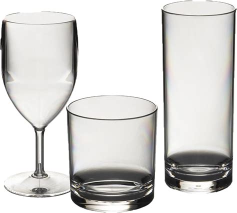 Set Of Polycarbonate Plastic Unbreakable Reusable Glasses 6 Large Wine Glasses 315ml 6 Hiball