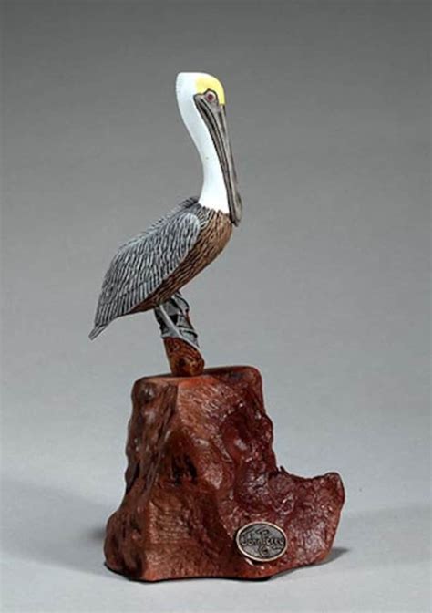 Brown Pelican By John Perry 7 Inch Tall Sculpture On Burlwood Etsy