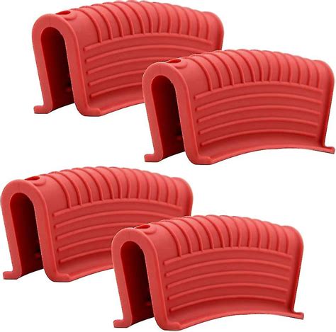 Pack Red Silicone Assist Hot Pan Handle Holder Hot Skillet Handle Covers Pot Holder Sleeve