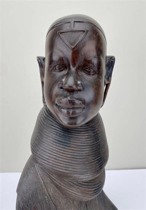 African Woman Bust Hand Carved Ebony Wooden Sculpture For Sale At Stdibs