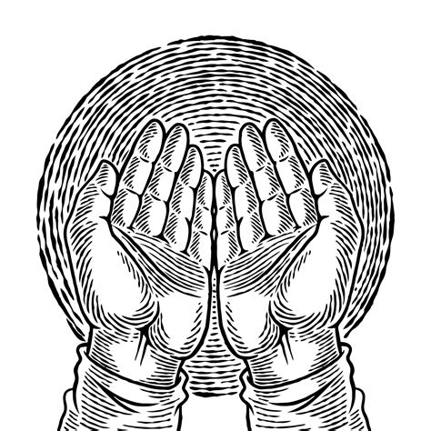 Hand Drawn Human Hand In Praying Position Religion Conceptual Art