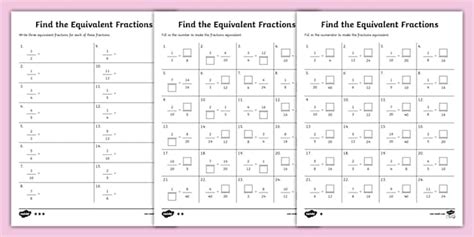 Equivalent Fractions Differentiated Worksheet Pack For 3 5