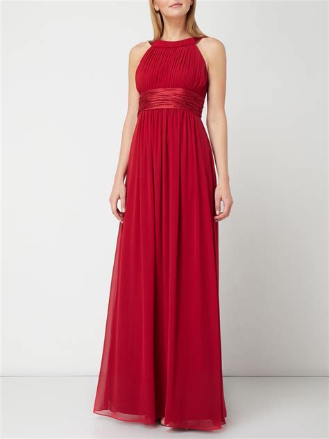 Jake S Cocktail Two Tone Abendkleid Mit Gelegten Falten Rot Online Kaufen