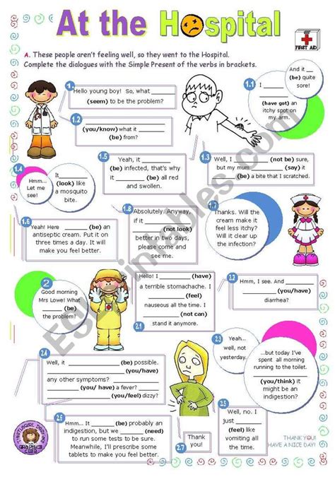 At The Hospital Short Dialogue Series Esl Worksheet By Mena22