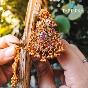 Gold Plated Antique Earrings From Tarinika South India Jewels