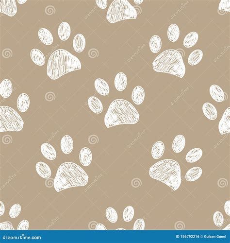 Seamless Pattern For Textile Design Light Brown Paw Print Pattern