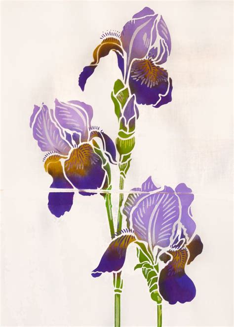 Iris Stencil Henny Donovan Motif Flower Stencil Iris Drawing