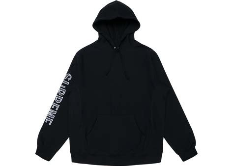 Supreme Sleeve Embroidery Hooded Sweatshirt Black Ss18 Gb