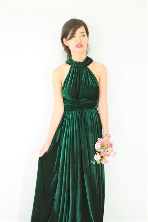 Green Velvet Dressbridesmaid Dress Infinity Dress Prom Etsy