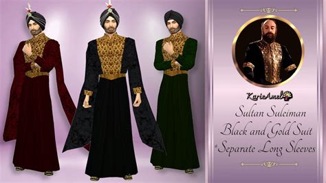 Sultan Suleiman Black And Gold Suit Kaftan Sims 4 Clothing Sims 4