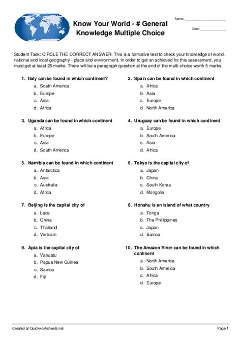 World Geography Worksheets High - Worksheets For Kindergarten