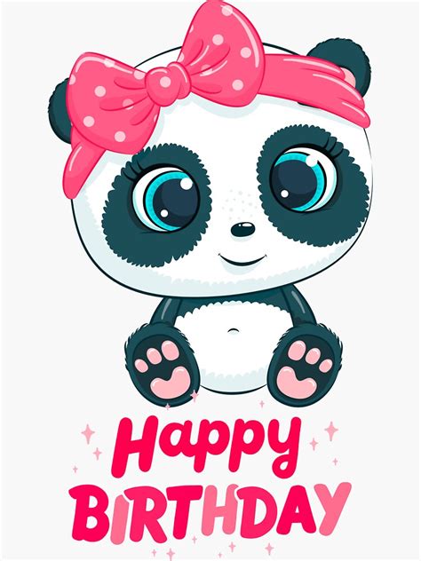 Panda Happy Birthday Panda Girl Sticker For Sale By Adildavinci Redbubble