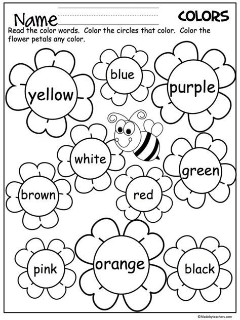 Printable Worksheets To Teach Colors