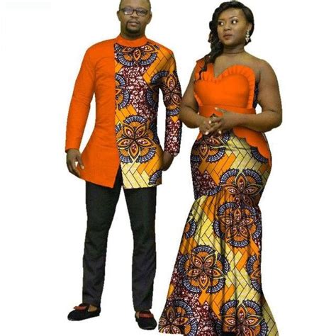 Dashiki Ankara African Print Clothes For Couple Man Woman Set V12051