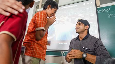 Neeraj Chopra surprises children in Bengaluru school