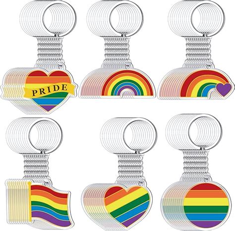 120 Pcs Gay Pride Rainbow Keychain Lgbtq Accessories Bulk